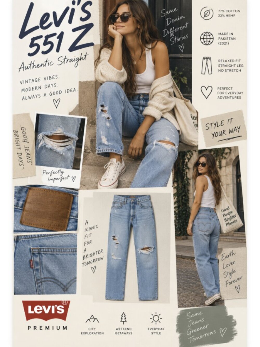Boyfriend Jeans Levi’s Premium 551 Z Authentic Straight Distressed W30 L30
